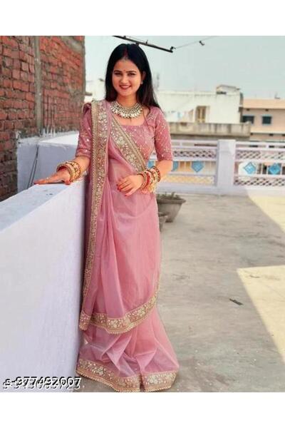 Generic Brand New Traditional Saree's | Fancy Sequence Lace Border Saree's Cu...
