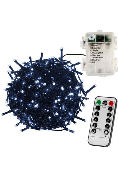 GORILLA Instalatie cu 100 de led-uri, alimentare cu baterii, telecomanda, alb...