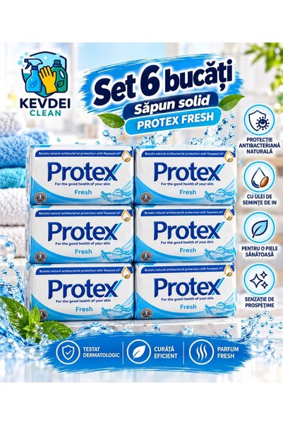 Protex Σετ 6 Φρέσκων Στερεών Σαπουνιών, με Έλαιο Λιναρόσπορου, Φυσική Αντιβακ...