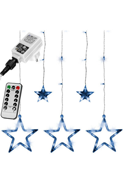 GORILLA Instalatie led tip perdea cu 5 stele, 61 led-uri, telecomanda, alb/rece