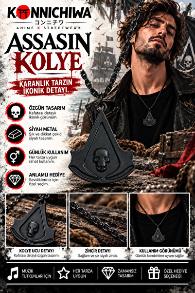 FG KONNİCHİWA Assassin's creed assassin emblem unisex necklace - metal neckla...