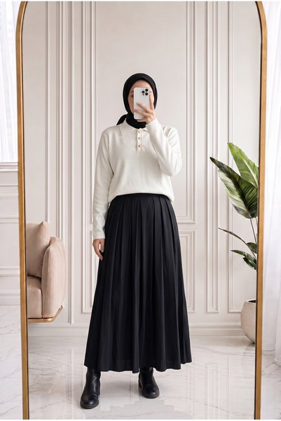 MİHRA STORE Elodie 3 Gold Buttoned Knitwear Pullover-Zİ7097 Ecru