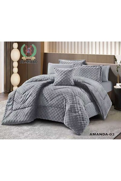 BRADIS Winter Heavy Double Quilt 6 Piece Velvet with Soft Fur Size 230X250