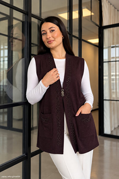 ModaPlaza Women's Stoned Buttoned Vest