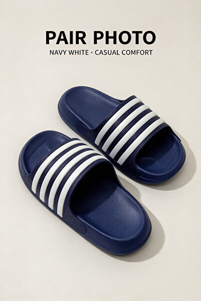 Hayyin Mart Men Striped Slide Sandals Lightweight EVA Open Toe Slippers Anti ...