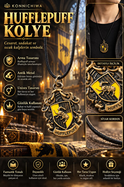 FG KONNİCHİWA Harry Potter 4 Building Crest Necklace Unisex Hogwarts Gryffind...