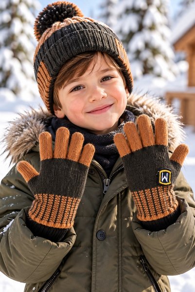 minik'o kids قفازات تريكو للأولاد من 4-8 سنوات من كيتي 26235-16