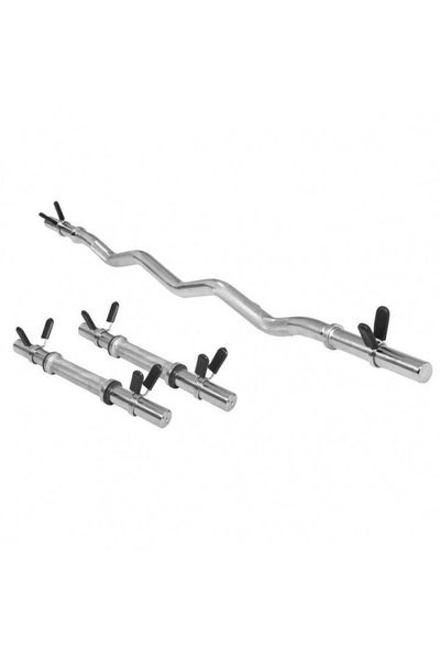 Gorilla Sports Set de haltere cu gantere și bară SZ Argint / Închidere cu arc