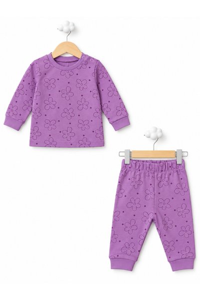 For My Baby 100% Cotton Long Sleeve Patterned 2-Piece Baby Girl Set