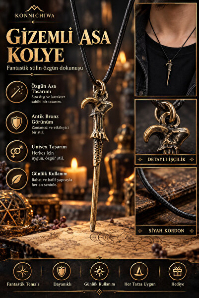 FG KONNİCHİWA Harry Potter Themed Fantastic Necklace Models Unisex Elder Wand...