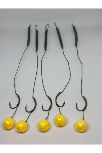 Layerworks UTKU CARP 14 mm Sarı Boncuklu 5 ADET BOİLİ Sazan Rig Takımı – Hazı...