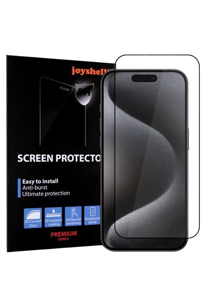 Joyshell Folie iPhone 15 Pro, Joyshell, Sticla 3D, Full Cover, Antisoc, Margi...