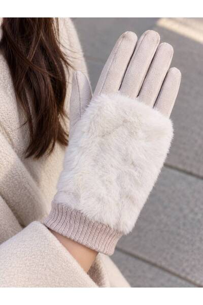 JHTshop Soft Furry Suede Touchscreen-Enabled Women's Winter Gloves