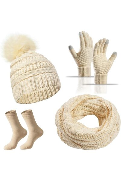 AZONEE Winter Warmth Kit, Hat Scarf Gloves Socks Women’s Beanie Hat
