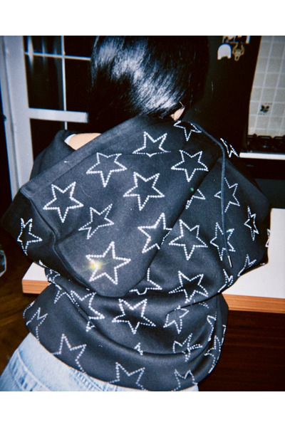 Toum Cardigan unisex cu glugă cu fermoar supradimensionat Star Taş Club Design