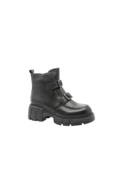 FORMAZIONE Women's black leather boots with buckles and track sole FNX7194-6