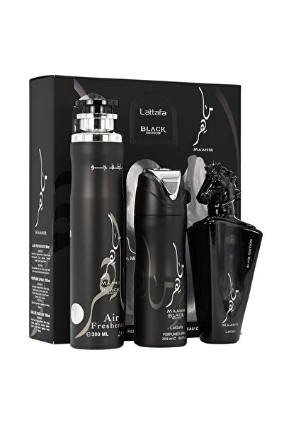 lattafa Maahir Black Gift Set , 100 ml , 200 ml și 300 ml