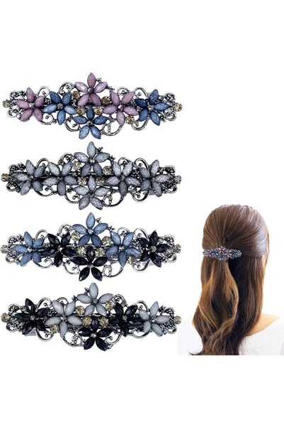 GENERAL 4 PCS Elegant Hair Barrettes for Women Ladies, Flower Crystal Rhinest...
