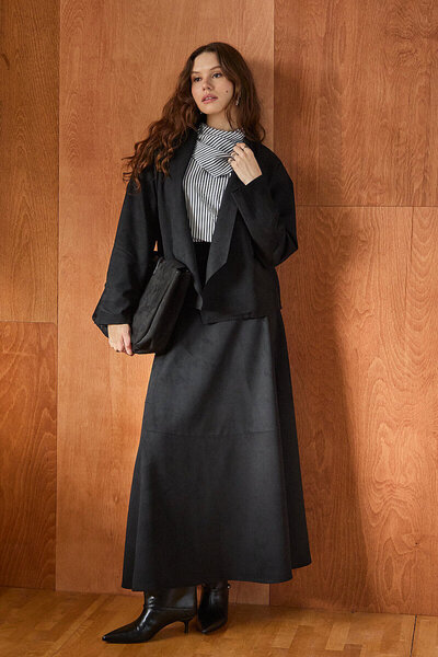ZÜLAYS Suede Cut-Out Jacket Black