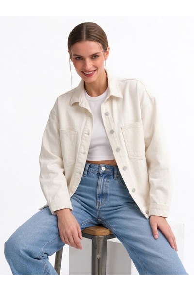 XRAY JEANS Women's Seasonal Comfortable Basic White Denim Jacket
