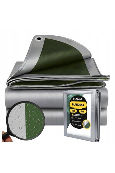HAGE Prelata groasa si impermeabila 6x8 m (120 g/m2) – protectie uv si ranfor...