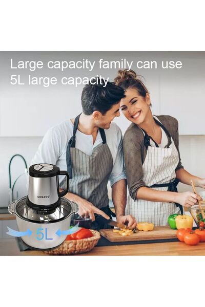 SOKANY 5L Electric Food Chopper – 800W High Power Meat Grinder, 3 Speed Modes...