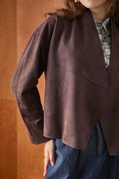 ZÜLAYS Suede Cutwork Jacket Brown