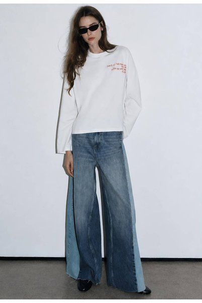 Hira Online White Contrast Text Back Print Long Sleeve T-Shirt