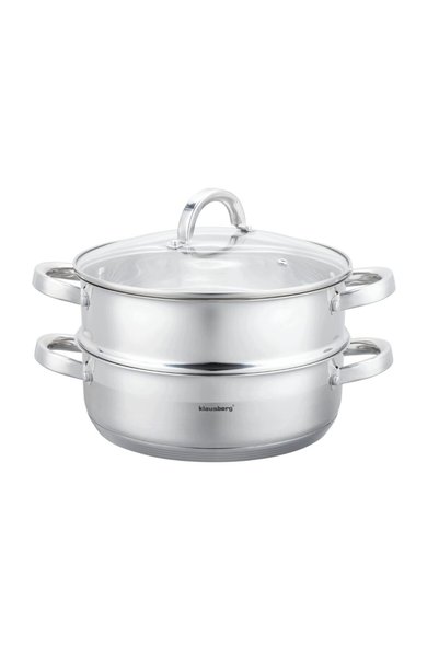 Klausberg Set oala pentru gatit la abur, capac din sticla, inox, diametru 26 ...