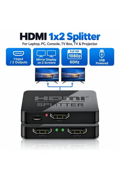 Staryon Splitter HDMI 1x2 Staryon, Full HD 1080p 60Hz, duplicare 2 ecrane, am...