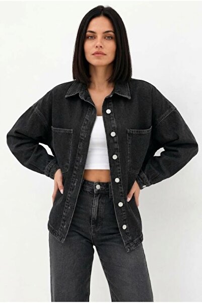 XRAY JEANS Women's Buttoned Casual Black Denim Jacket