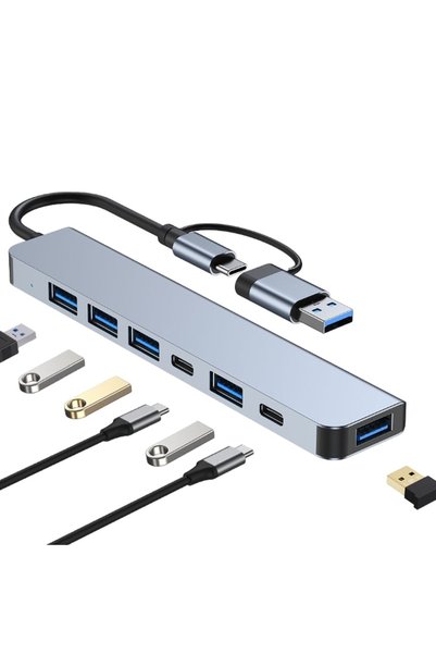 Staryon Hub USB 7 în 1 Staryon, Adaptor Multiport Type-C/USB-A, 1x USB 3.0 5G...