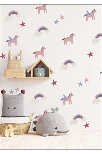 LABELOVE Renkli Unicorn Çocuk Odası Duvar Sticker