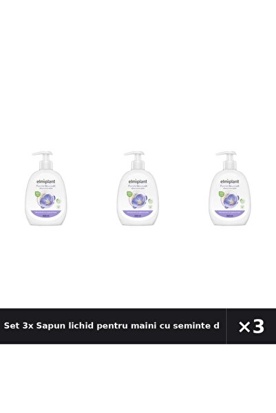 ELMIPLANT Set 3x Sapun lichid pentru maini cu seminte de in si lapte din orez...