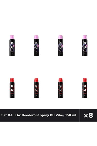 B.U. Set B.U.: 4x Deodorant spray BU Vibe, 150 ml + Deodorant spray BU Heartb...