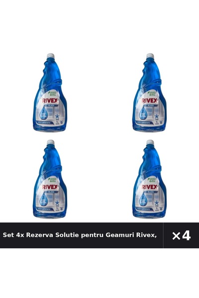 Rivex Set 4x Rezerva Solutie pentru Geamuri Rivex, Albastru-Ocean, 1 l