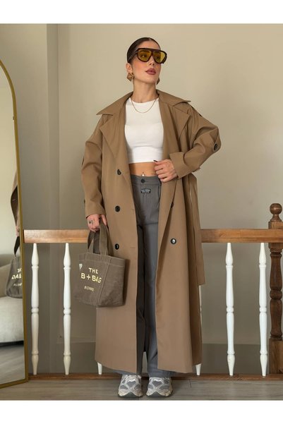 YK FASHION Salaş Kesim Oversize Trençkot