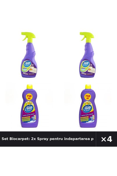Biocarpet Set Biocarpet: 2x Spray pentru indepartarea petelor , 750 ml + Samp...