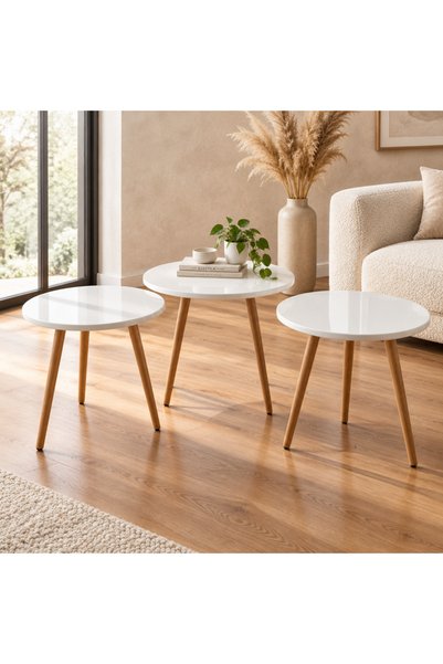 Taş Devri İSM Mermer Orta Sehba 3 adt Takım 38 cm Ayaklı model