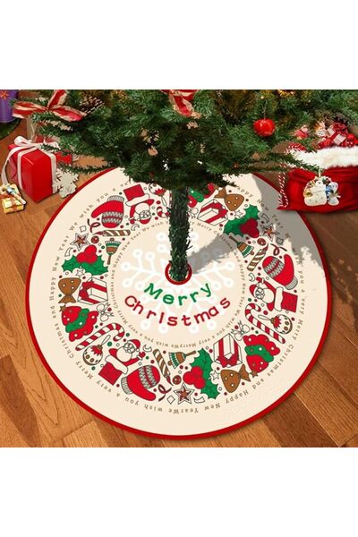 sheful Christmas Tree Skirt 90cm Tree Skirt Red Velvet Faux Fur Trimmed Tree ...