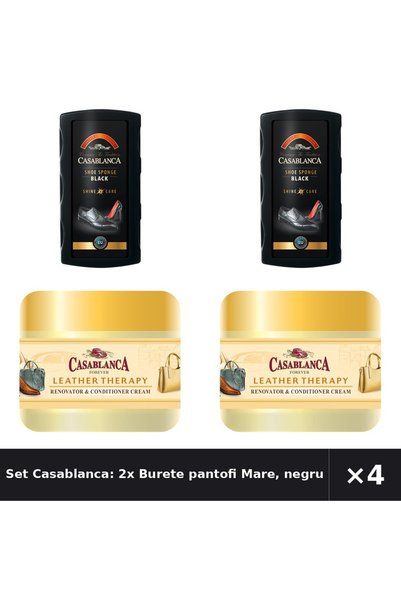CASABLANCA Set Casablanca: 2x Burete pantofi Mare, negru + Crema pantofi Leat...