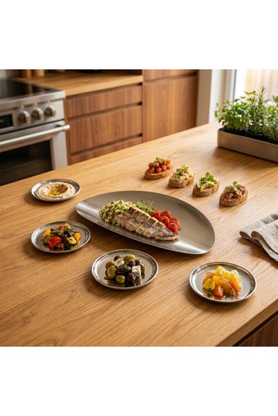Cornella 6 Piece Stainless Steel Presentation Plate Set Silver