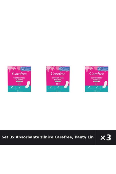 Carefree Set 3x Absorbante zilnice Carefree, Protej-slipuri Cotton Fresh, 56 ...