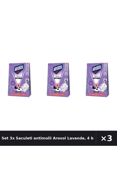 Aroxol Set 3x Saculeti antimolii Lavanda, 4 buc