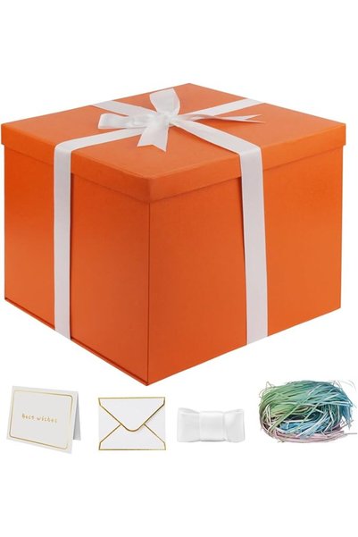 YINUOYOUJIA Gift Box 12x12x10 Inches (orange, 1 Count (Pack of 1))