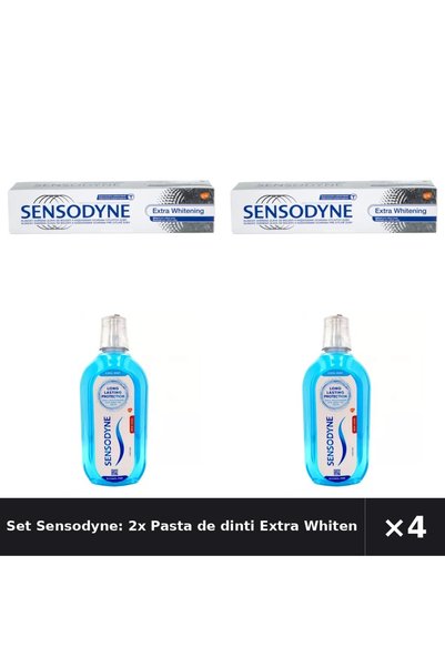 Sensodyne Set Sensodyne: 2x Pasta de dinti Extra Whitening, 100ml + Apa de gu...