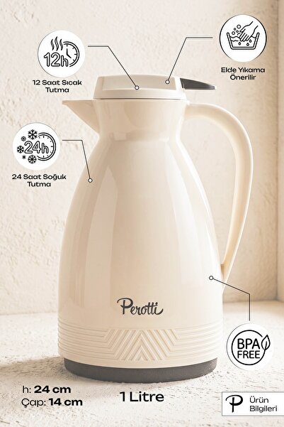 Perotti Modeno Cam Termos 1,0 L Krem