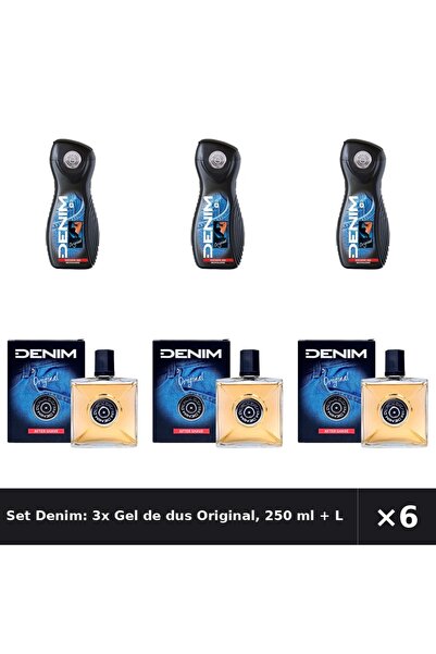 Denim Set Denim: 3x Gel de dus Original, 250 ml + Lotiune dupa ras Original, ...