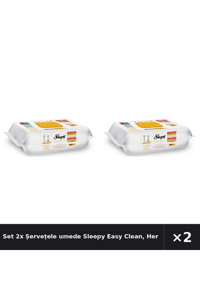 Sleepy Set 2x Șervețele umede Easy Clean, Herbal Soap Additive, multisuprafeț...