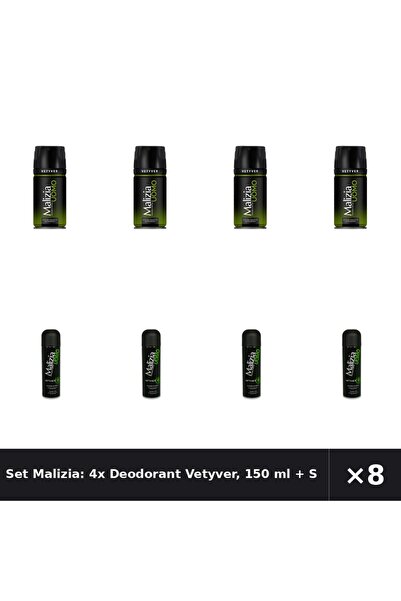 Malizia Set Malizia: 4x Deodorant Vetyver, 150 ml + Spuma de ras UOMO 300ml